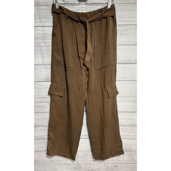 ZARA NEW WOMAN WIDE LEGS, BROWN,VISCOSE PANTS SIZE LARGE - Picture 4 of 10